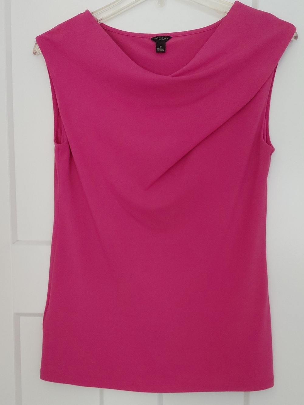 Ann Taylor Sleeveless Draped Neck Tank Top - Hot Pink